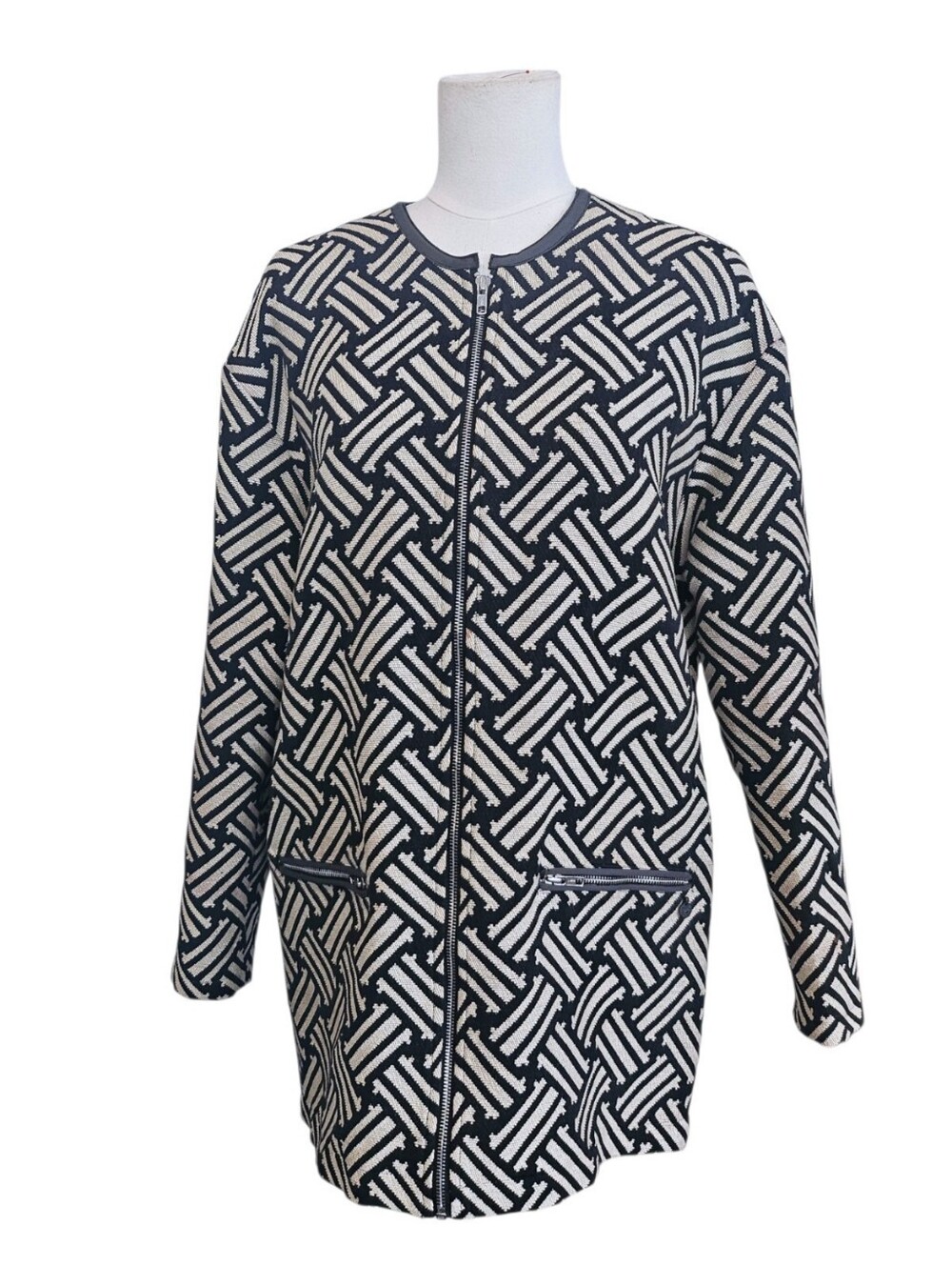 Scotch & Soda Navy and Cream Geometric Zip Jacket